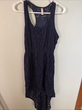 Xhilaration Navy Lace High-Low Racerback Dress Size Small